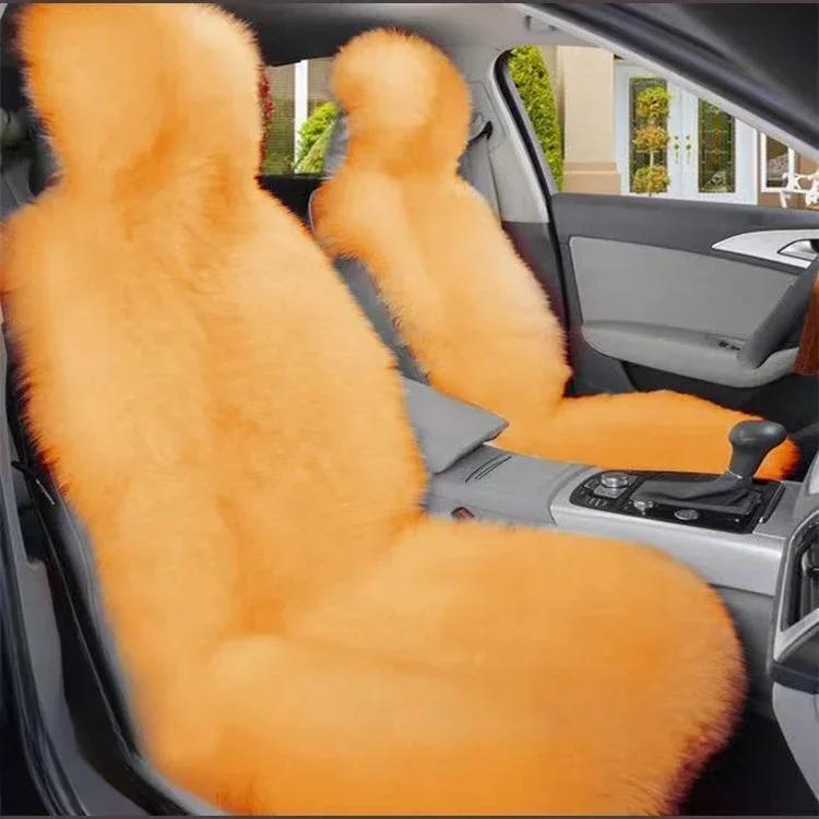 Ciepłe pluszowe pokrowce na siedzenia samochodowe Uniwersalne Długie Futro Wełniane Poduszka Ochronna na Przednie Siedzenie Samochodowe Mata do Akcesoriów Samochodowych Ochraniacz na Siedzenie Samochodowe