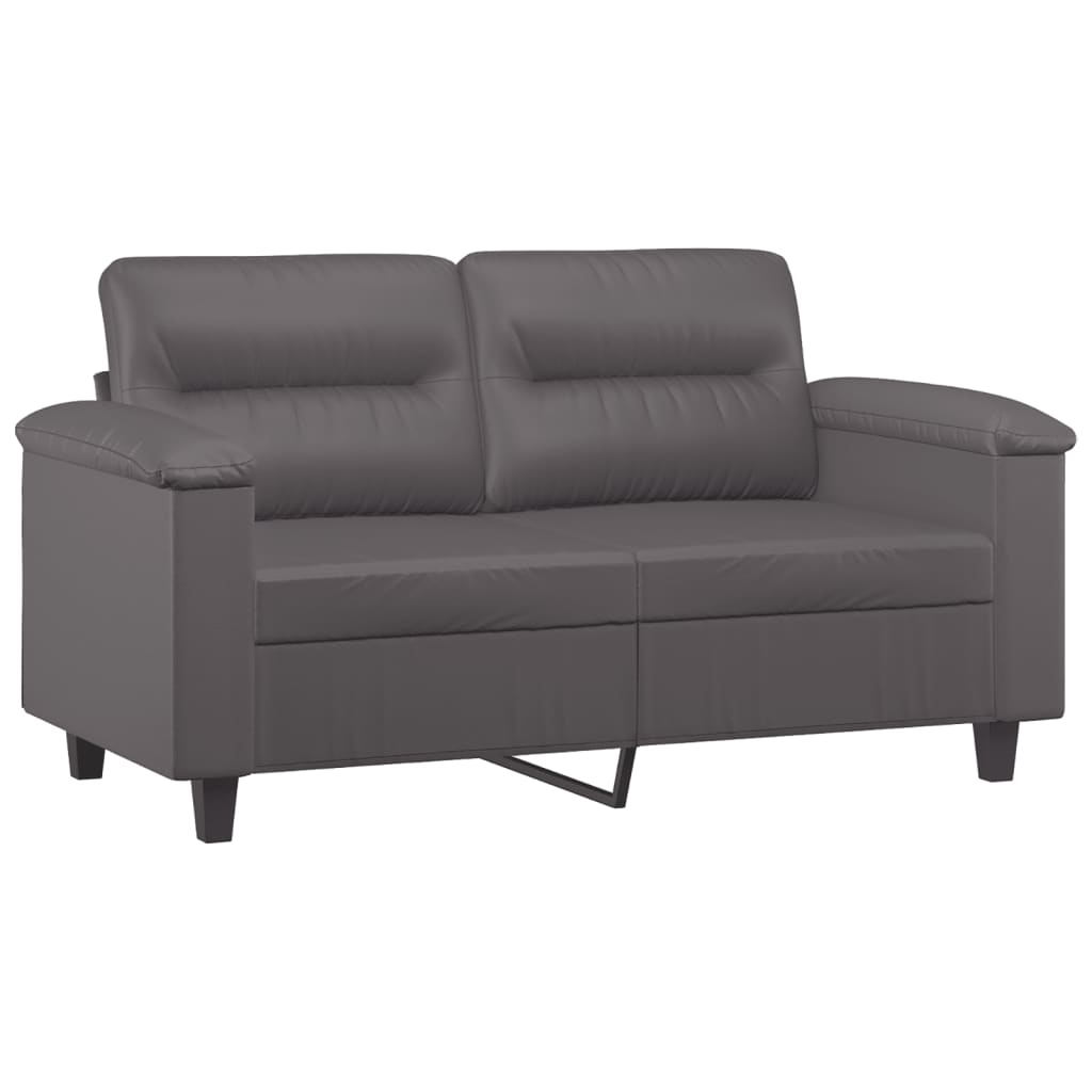 Vidaxl 2-Seater Sofa With Cushions, Gray, 120 Cm, Faux Leather