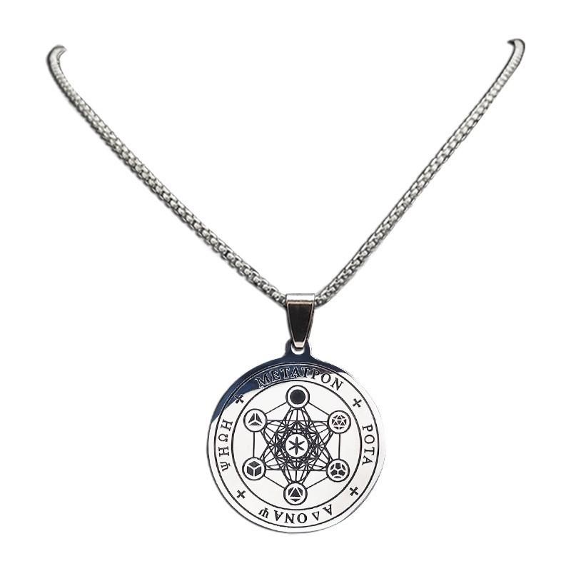 Necklace Vintage Metatron Cube Men's Round Pendant