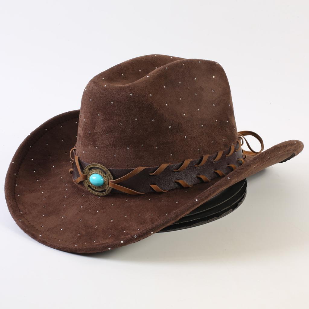 Popular European and American Gypsy Rhinestone Denim Hats, Men's and Women's Fashion Top Hats, Suede Denim Hats