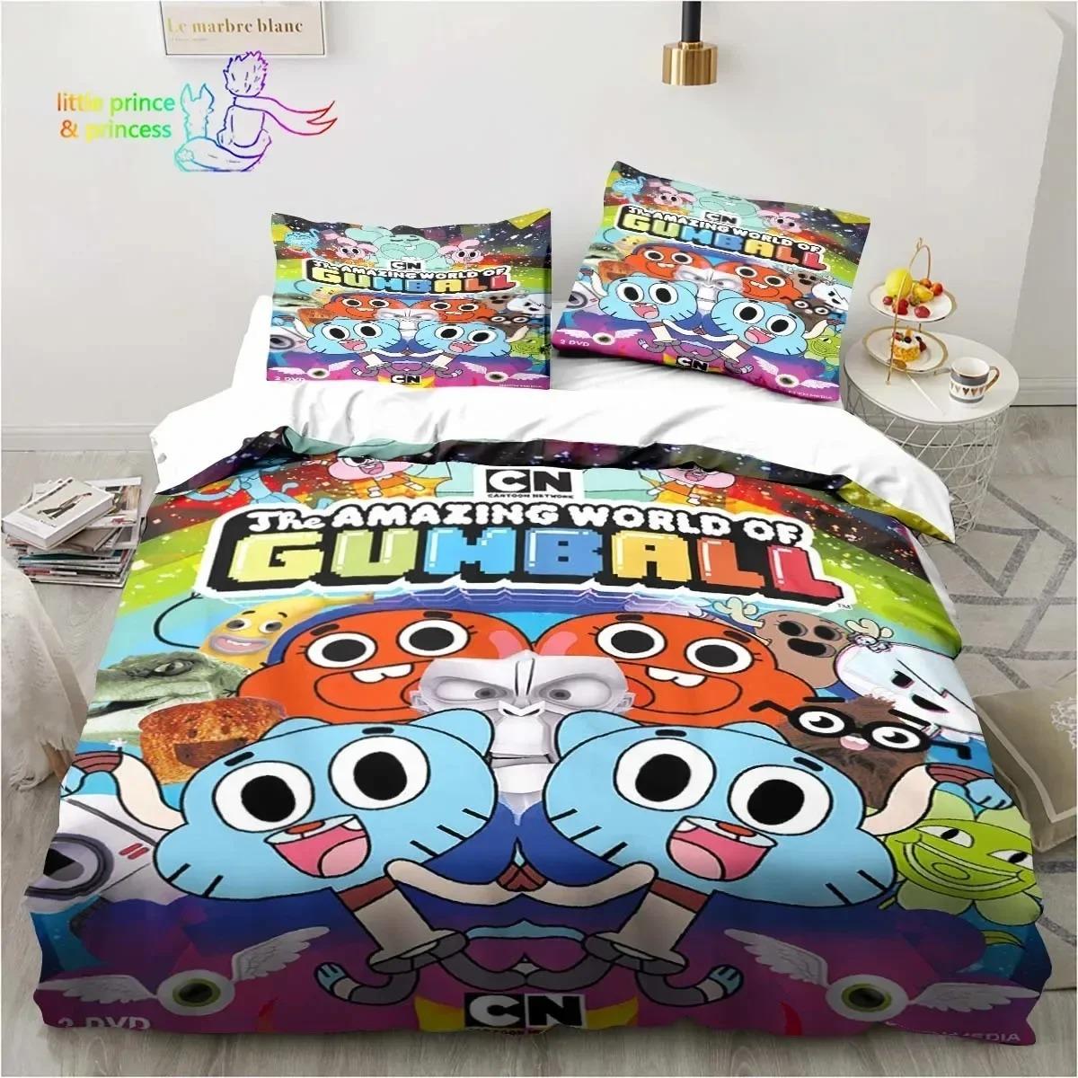 

Amazing World Gumball 3D Printed Комплект постільної білизни Single Twin Full Queen Size Bed Set Adult Kid Bedroom Spaling Set EU King 240x220cm