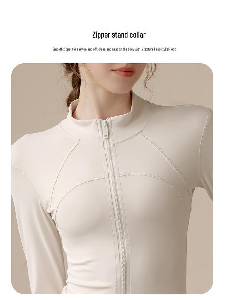 Women's Slim Fit Zip-Up Long Sleeve Yoga Top for Running & Fitness