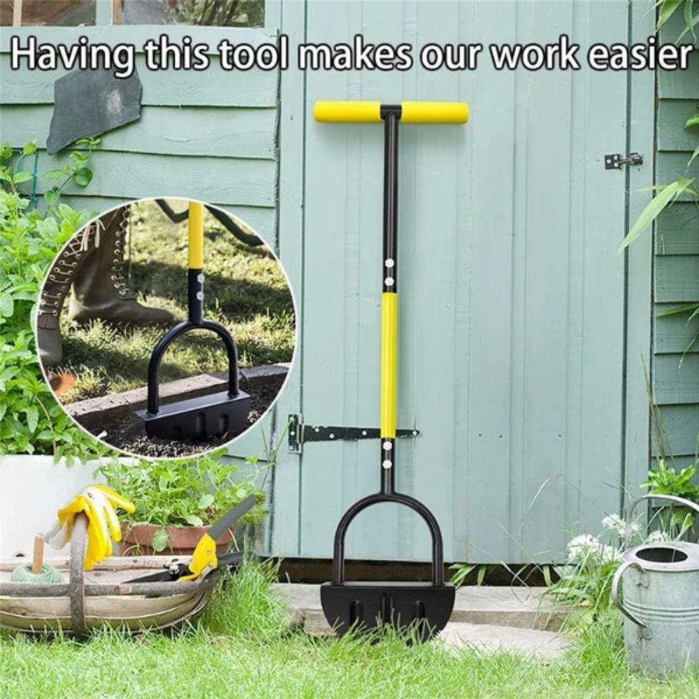 Grass Trimming Handheld Lawn Mower Manual Portable Trimming Shovel Half Moon Shape T-Grip Handle Garden Edger Household Use