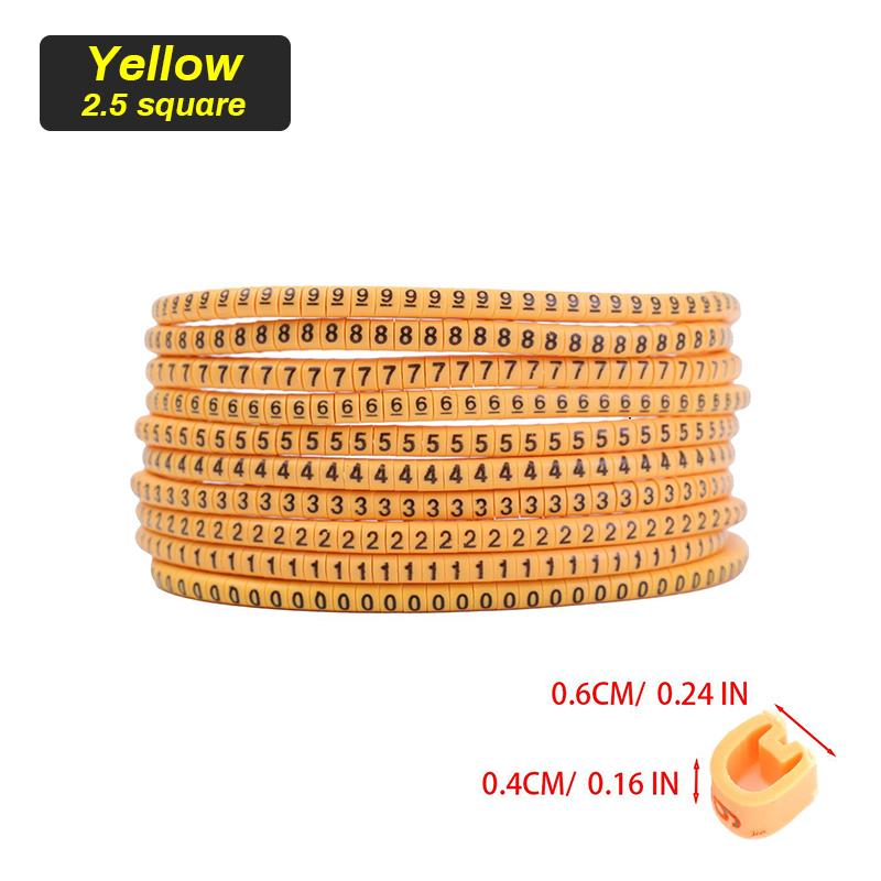 2000/500x Cable Wire Marker 0 To 9 for Cable Size Waterproof Insulation Colorful Number Tube Label Markers Marking Label Sleeves
