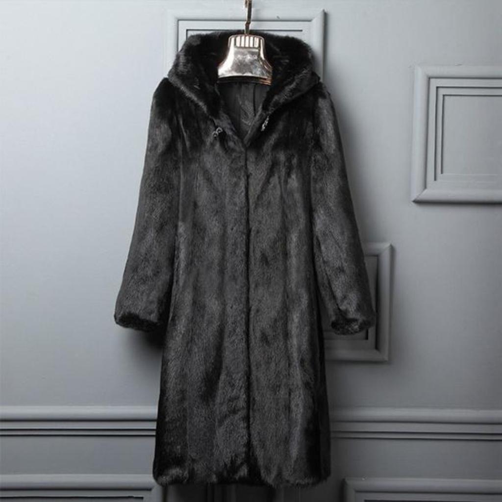 Cappotto da donna Autunno e inverno Nuovo cappotto di pelliccia Cappotto di pelliccia da donna Sezione lunga imitazione visone scamosciato con cappuccio