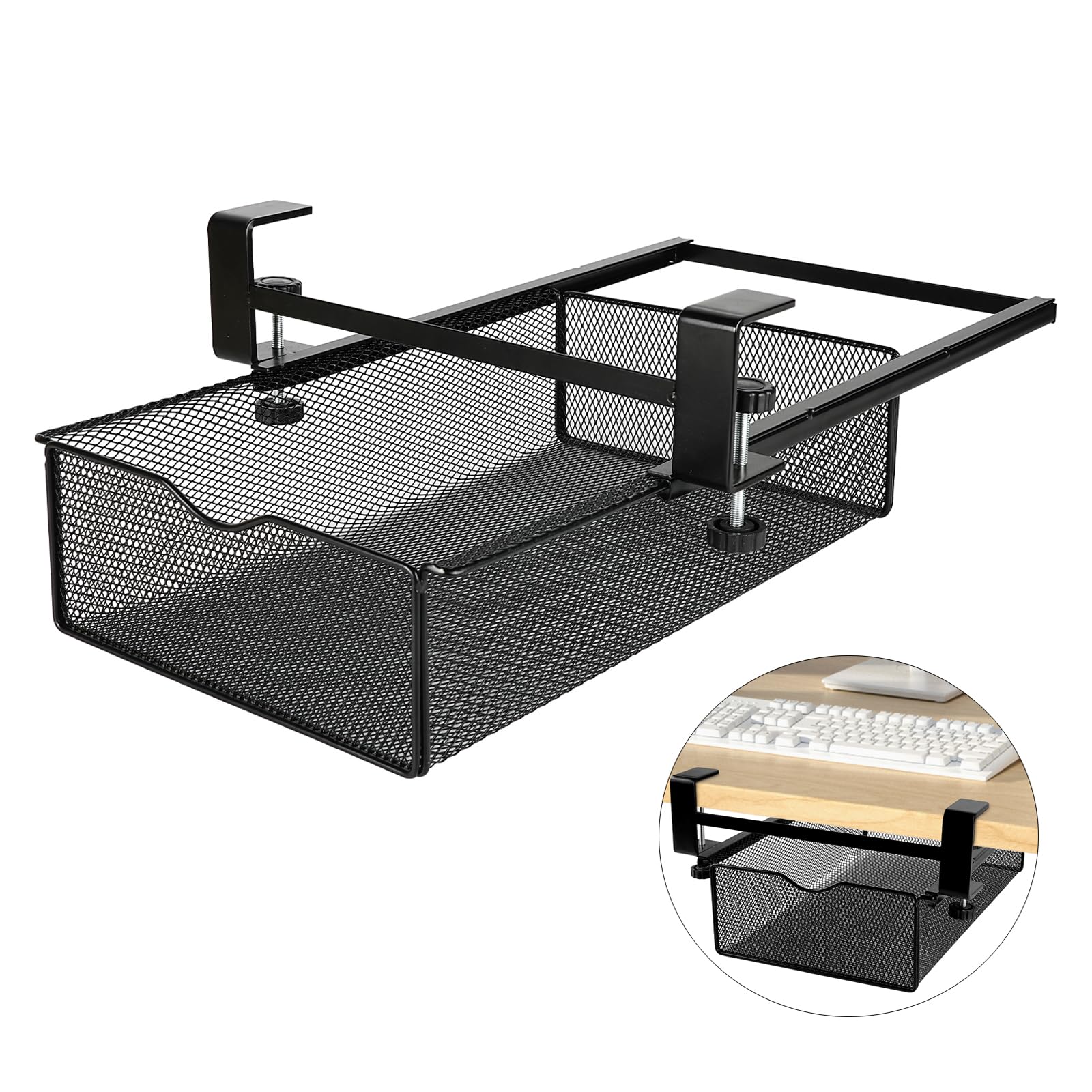 

voocye Storage Desk Storage No Drilling for Small Office Add-on Drawer, Under-Table Rack, Drawer, Required, Items, Supplies/Stationery/Remote чёрный