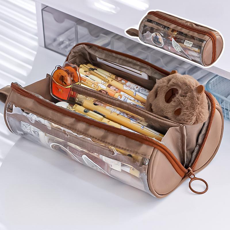 1 Piece Creative Style Simplicity Pencil Case Cute Candy Color Series Pencil Pouch High Capacity Transparent Stationery Bag