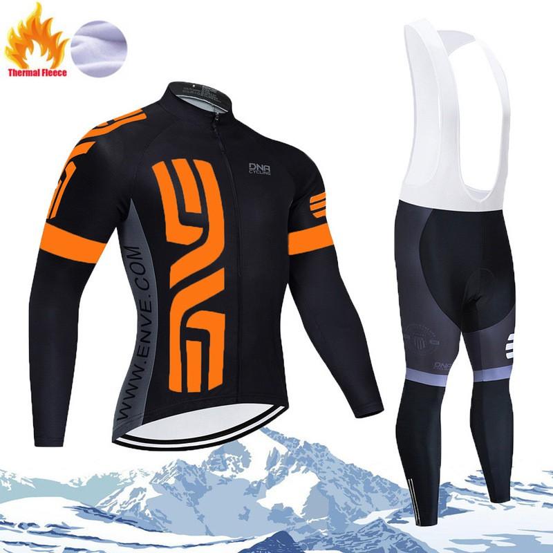 Winter Cycling Thermal Fleece Long Sleeve Set Men Women - Warm Breathable Bike Apparel
