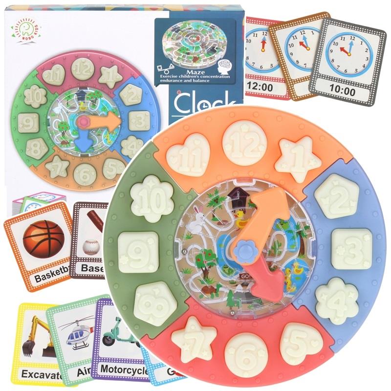 Clock Sorter Educational Puzzle Blocks Maze Shapes Learning Hours