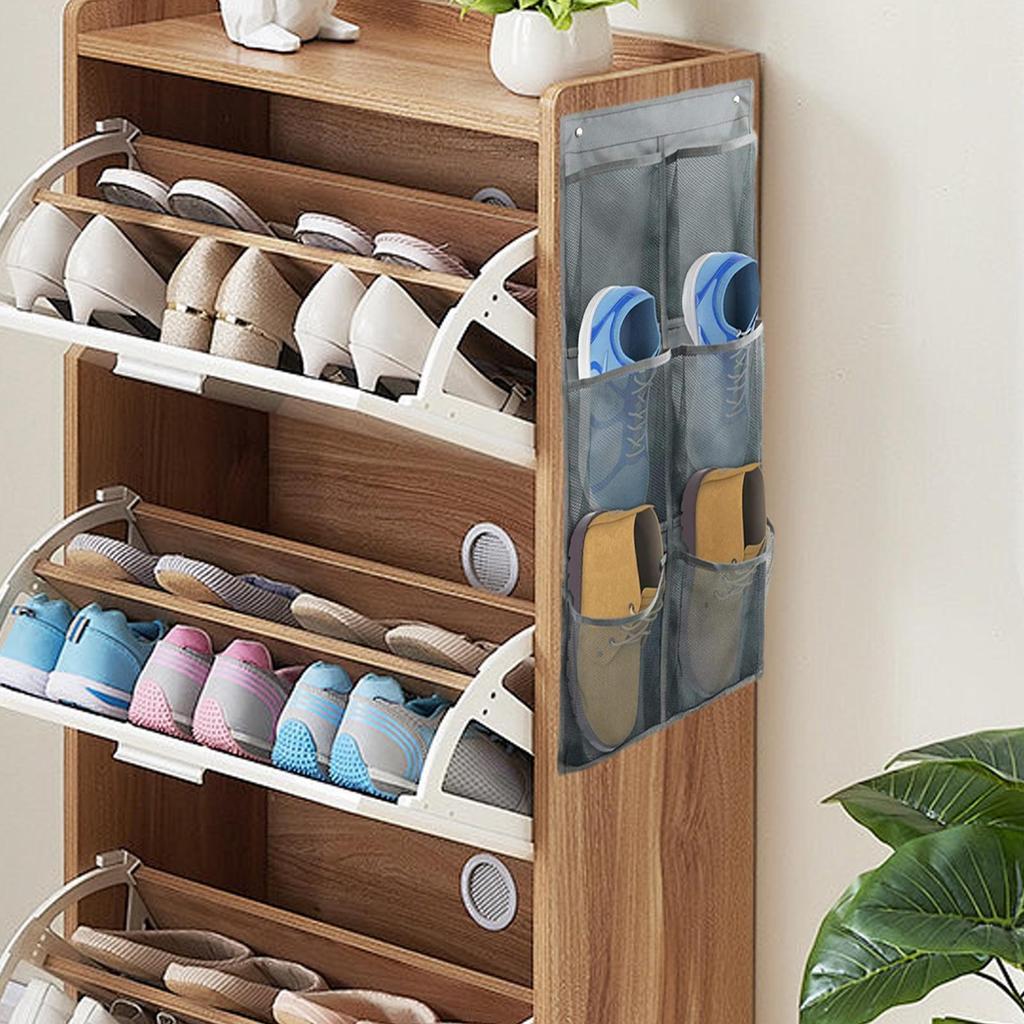 Wall-Mounted Storage Bag 6 Compartments Mesh Closet Shoe Holder Door Hanging Shoe Rack Bedroom Supply