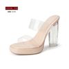 Small people, platform heels, transparent sandals, crystal sandals, women's summer wear