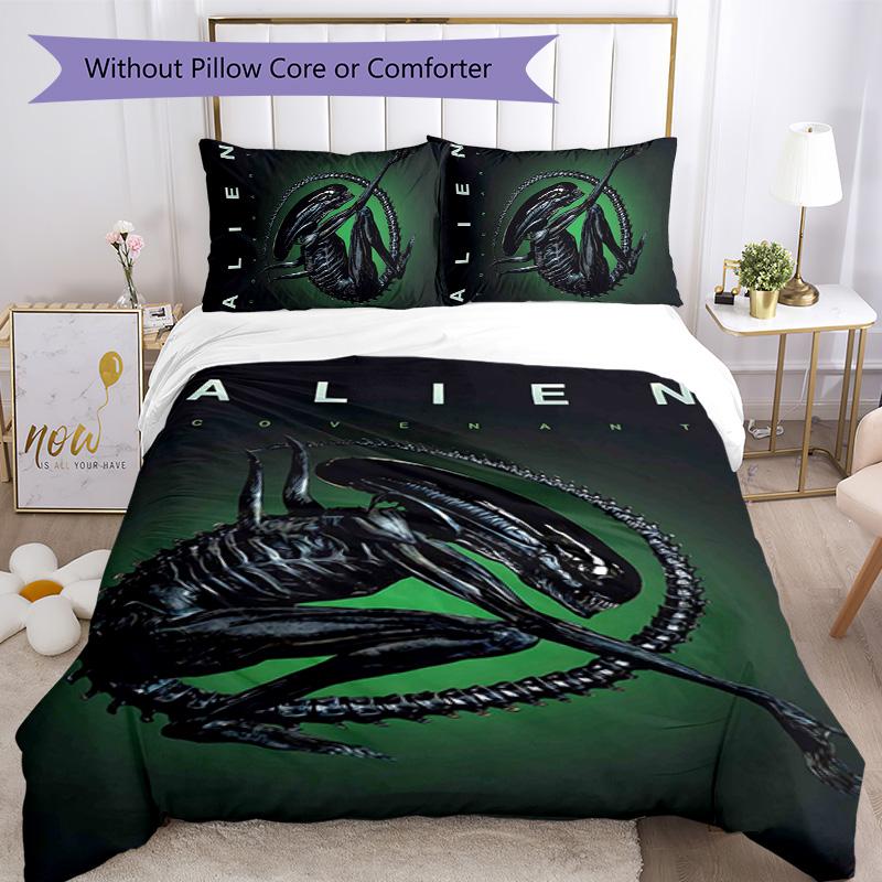 Alien 3pcs Bedding Set Duvet Cover Closure Includes 1 Duvet Cover & 2 Pillowcases for All Seasons Bedroom Home Dorm Decor