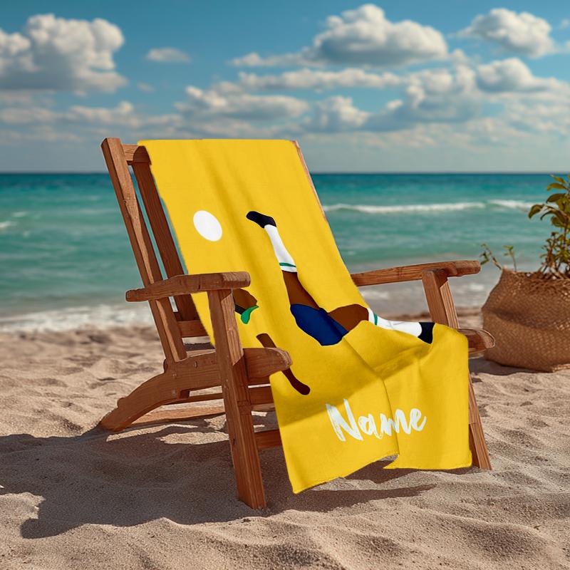 Custom Name Ultra-Soft Beach Towel with Soccer Theme,Ideal for Pool - Camping, Diving - Perfect Travel Essential, Vibrant Beach Towel.