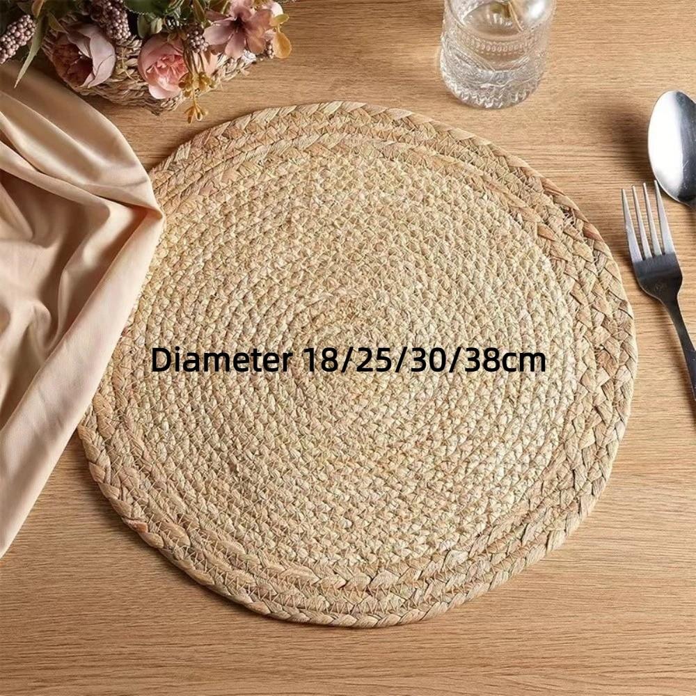 18-38cm Braided Placemat Hand Woven Hot Pad Plate Charger Round Coaster Cup Mat  Dining Table