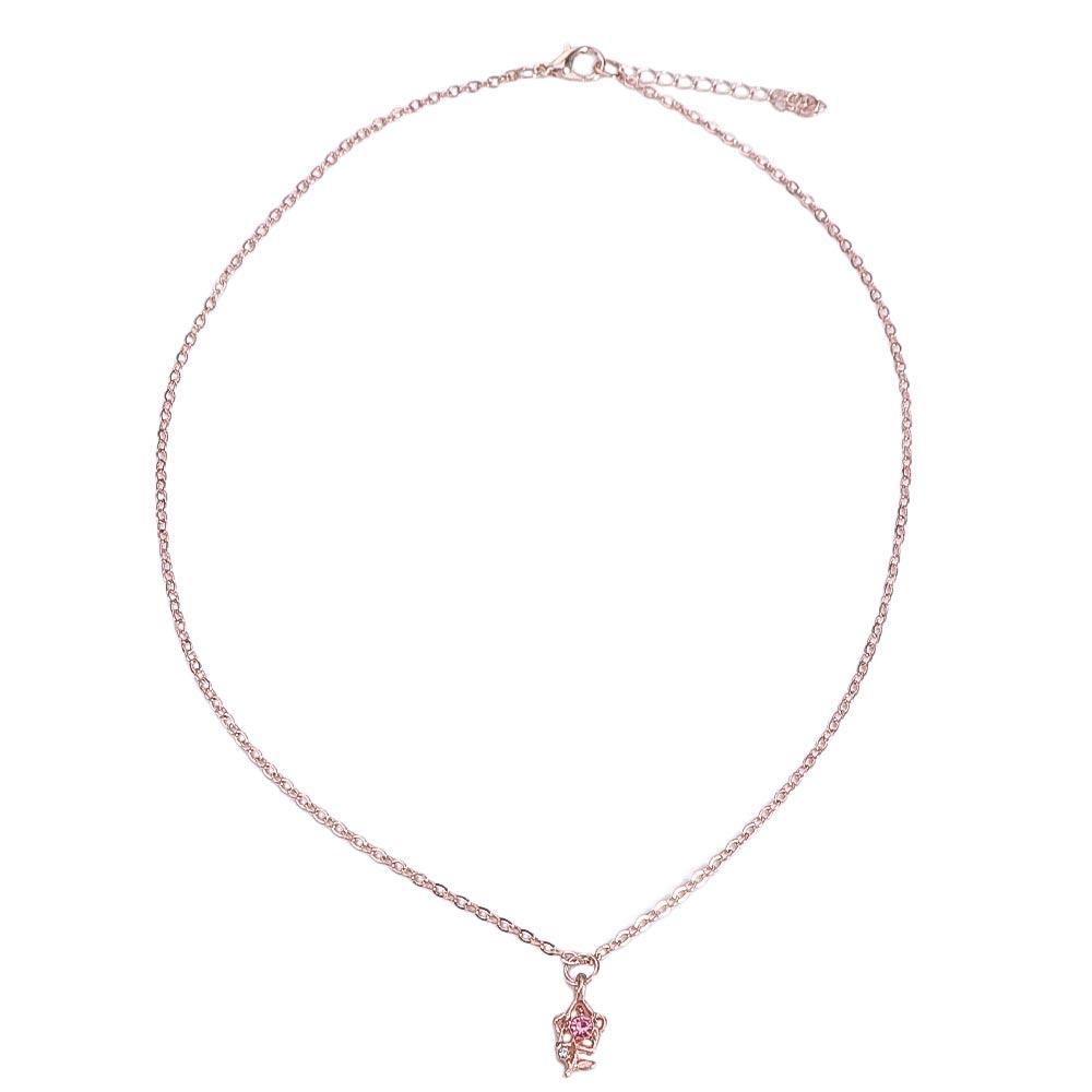 Romantic Pink Rose Necklace Tender Clavicle Chain Sweet 3D Flower Choker  Gift