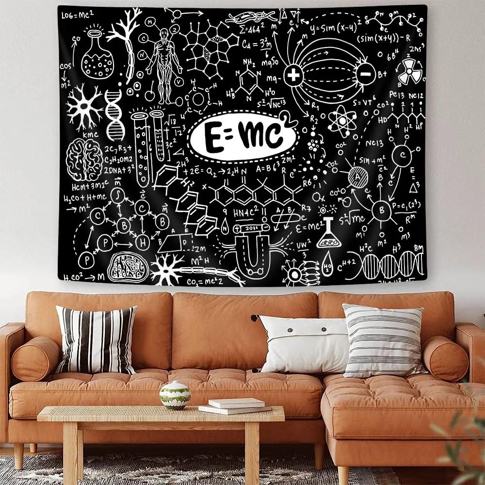 Science Tapestry Black Biology Print Tapestries Education Theme Wall Hanging Home Bedroom Living Room Dorm Decor Wall Blanket
