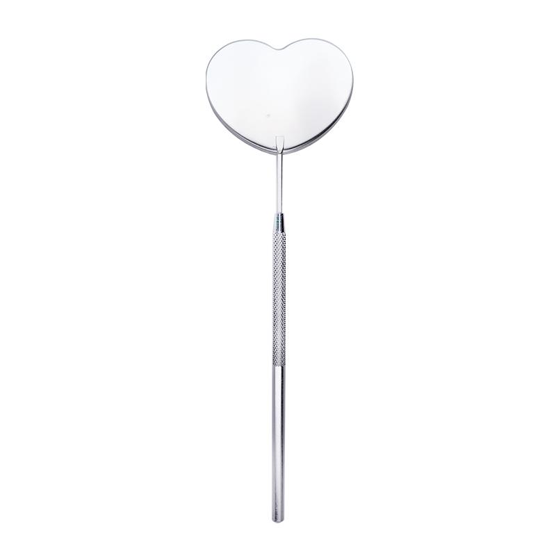 Eyelash Extension Mirror Lash Lifting Supplies Stainless Steel Long Handle Heart Shape Magnifying Checking Hand Mirror