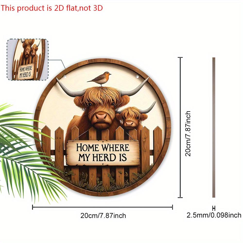 Wooden Welcome Sign with Highland Cattle Design - Rustic Decorative Plaque for Farmhouse, Front Door, Porch Decor - Ideal Gifts for Family