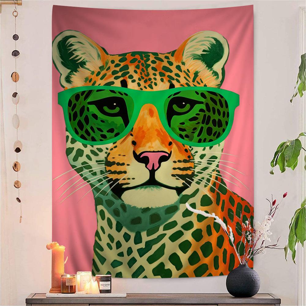 

Wild Leopard Tiger Vase Flower Girl Power Printed Large Wall Tapestry Indian Buddha Decoration Bohemian Hippie Wall Art Decor 74x94cm(29x37in)