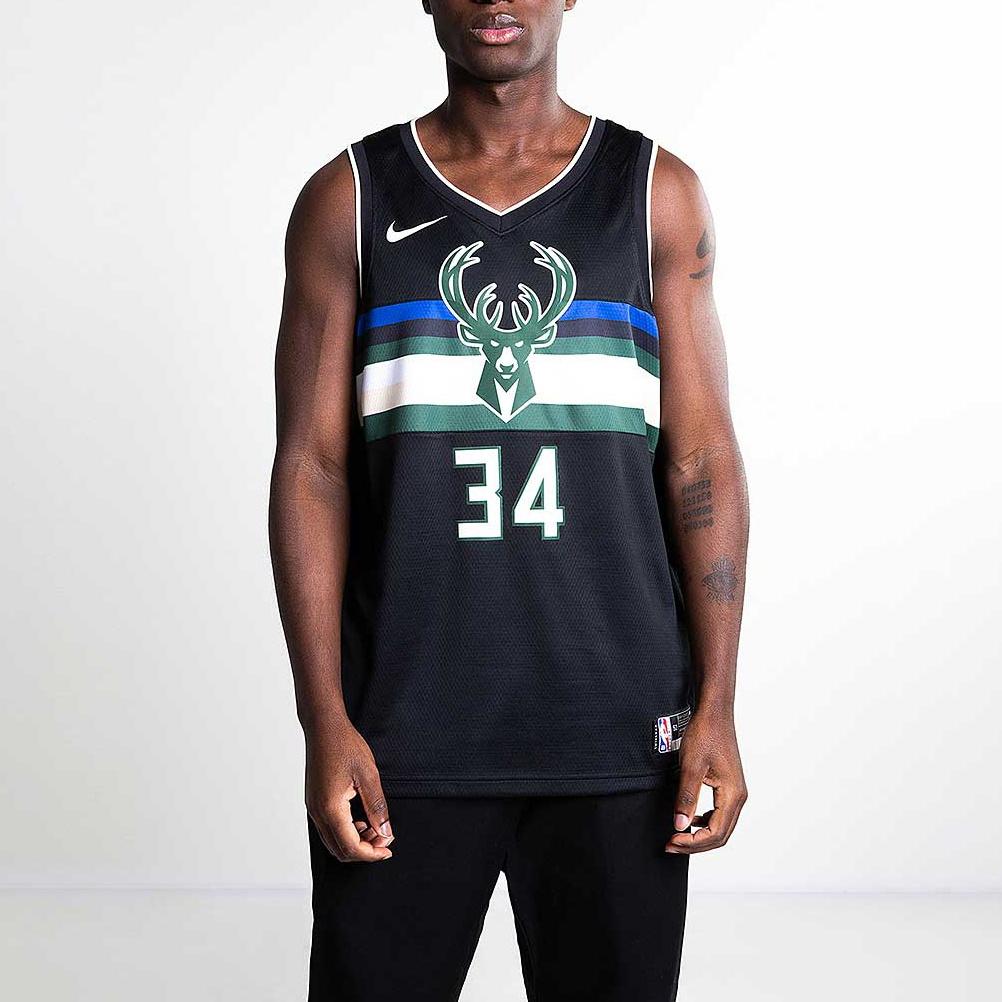 Nike NBA Sports Basketball Jersey/Vest SW Fan Edition limited Milwaukee Bucks Alphabet 34 Black Men's AT9806-011