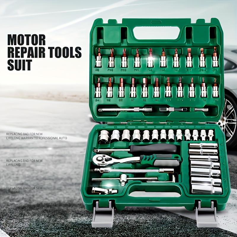 46pcs Set 1/4 Inch Drive Socket Ratchet Wrench Set, With Bit Socket Set Metric And Extension Bar For Auto Repairing