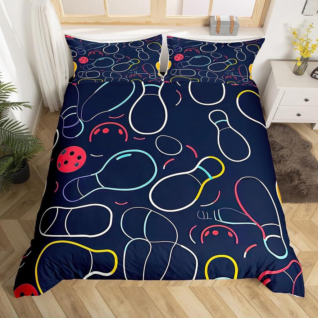 Bowling Pin Ball Lightweight Duvet Cover Sets Bowler Player Unique Gift Idea Twin Full Queen King Size Bedding Bed Sets No Quilt