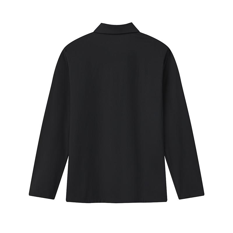 FILA White Fashion Simple Classic Basic Solid Color Casual Light Business Versatile Comfortable Long Sleeve Polo Shirt Men tops F11M613218FNV