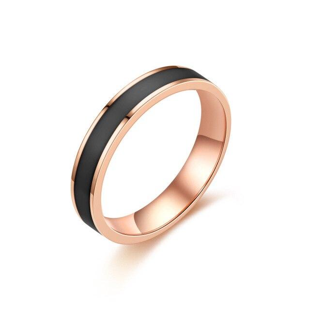 Bxzyrt 4mm Partner Fingerring Edelstahl Schwarz Weiß Epoxid Mädchen Ringe Männer Partnerringe Frauen Goldfarbe Verlobungsringe Schmuck Trendige Ringe