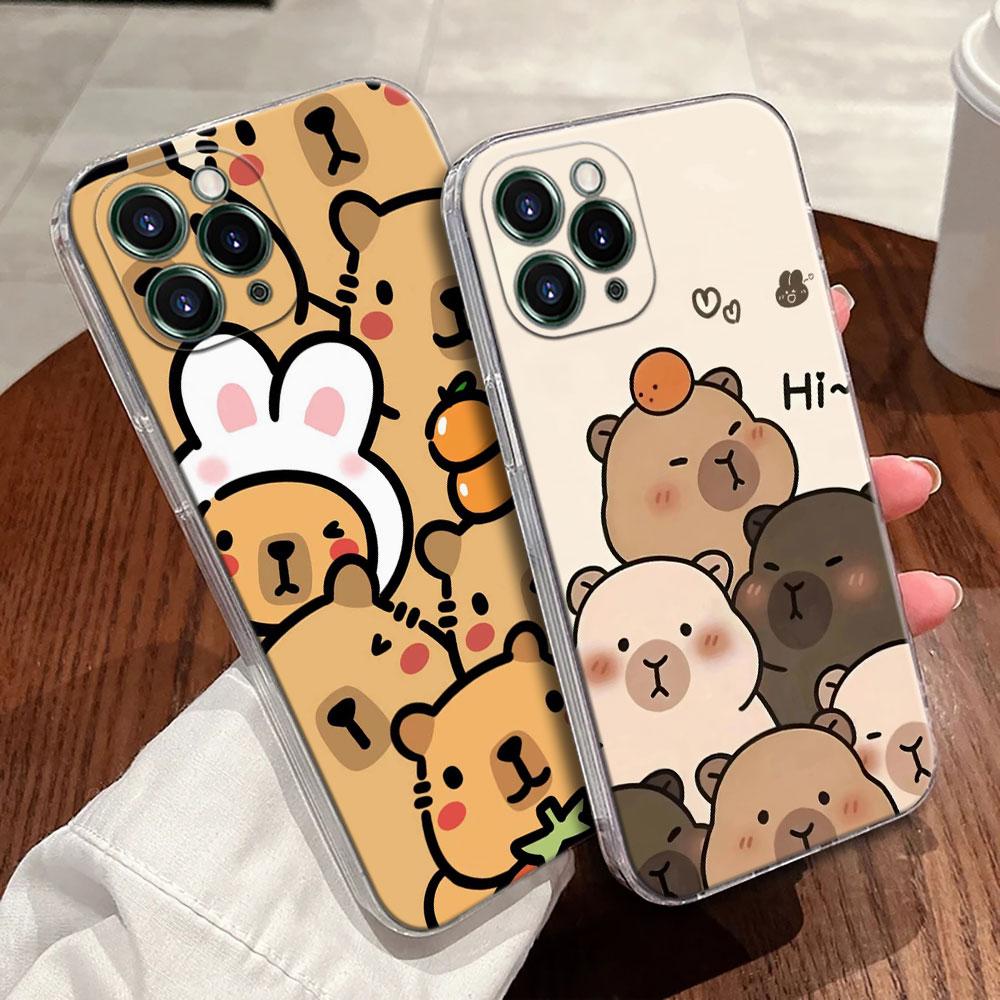 Capybara Cute Transparent Case For Apple iPhone 17 16 15 14 13 12 11 Pro Max 16 Plus 16E 17Air 17Pro Phone Cover Silicone Funda