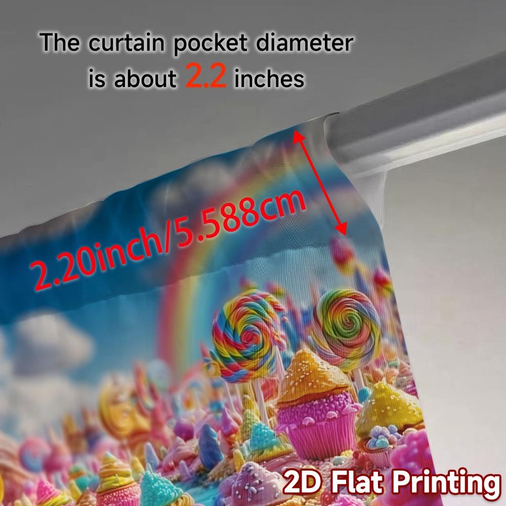 2pcs   2D FLAT PRINTING Curtains (Without Rod) Candy Paradise Modern Minimalist Curtains Versatile Polyester Curtains Thermal