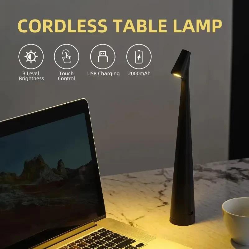 Touch Control LED Table Lamp Desktop Night Light Rechargeable Wireless Reading Lamp for Restaurant Hotel Bar Bedroom Decor Lamp
