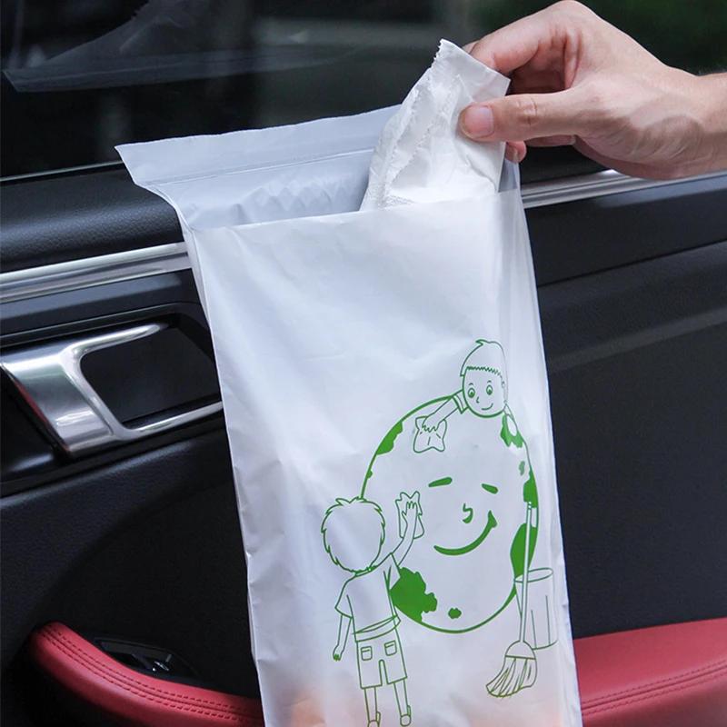 60PCS Car Garbage Bag Disposable Trash Bags Sticking Type Auto Storage Bag for Car Home Office Kitchen Accessories Universal
