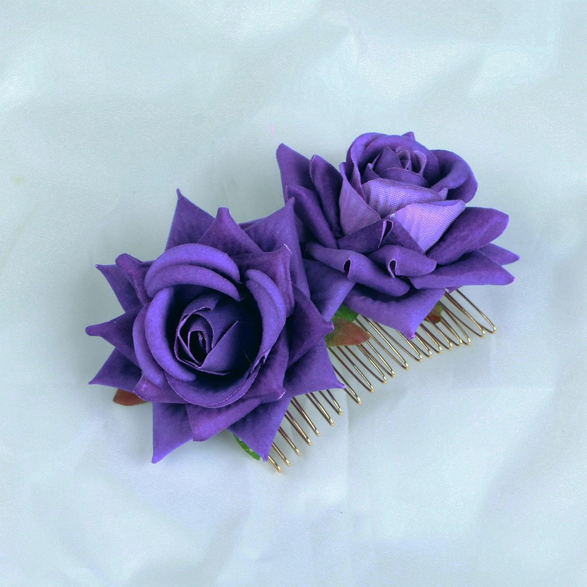 

1 шт. Бархатная роза заколка для волос аксессуары для волос роза гребень для волос свадебный гребень для волос винно-красный вьющийся симуляция цветка головной убор женский 1PCS темно-фиолетового