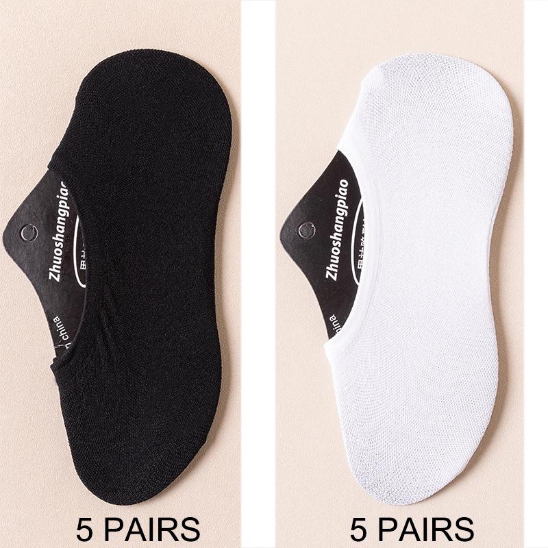 

10 пар мужских невидимых эластичных нескользящих силиконовых коротких носков-тапочек, летние тонкие дышащие повседневные нейлоновые носки-лодочки