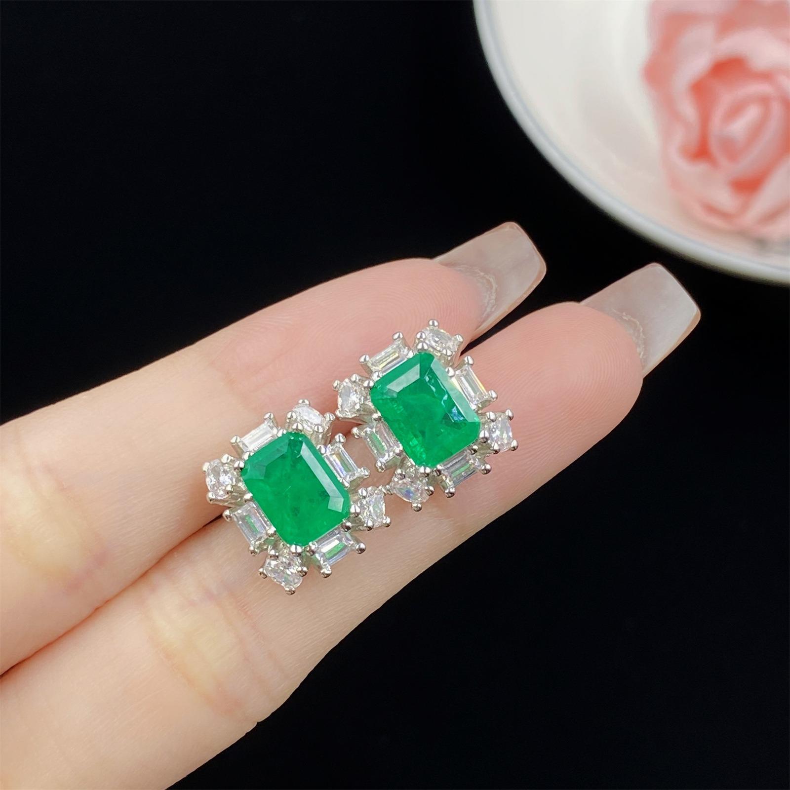 

Винтажное ожерелье с подвеской из 100% стерлингового серебра 925 пробы с изумрудом и бриллиантами из высокоуглеродистого драгоценного камня, ювелирные украшения, подарки на годовщину