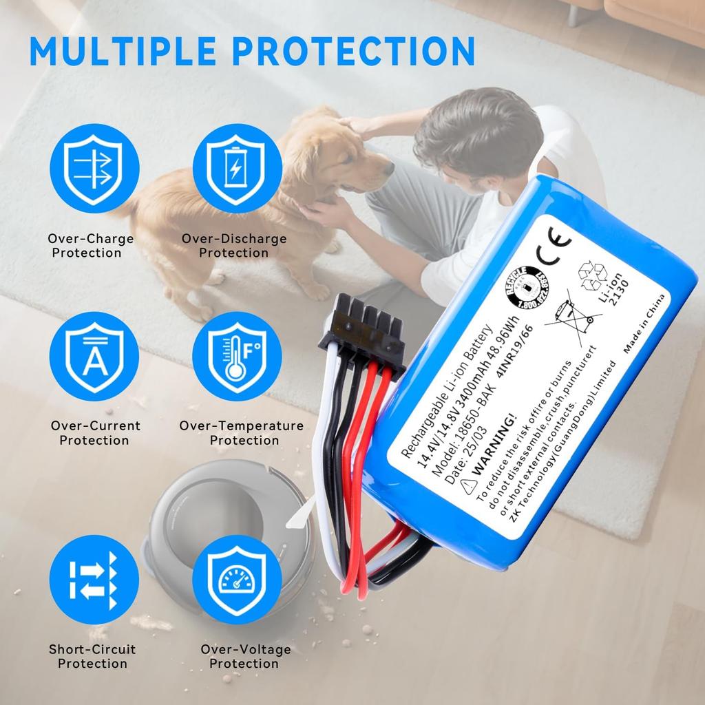 3400mAh Vacuum Battery Replacement for Eufy Omni C20 & C10 Robot Vacuum Cleaner C0914G with Tools