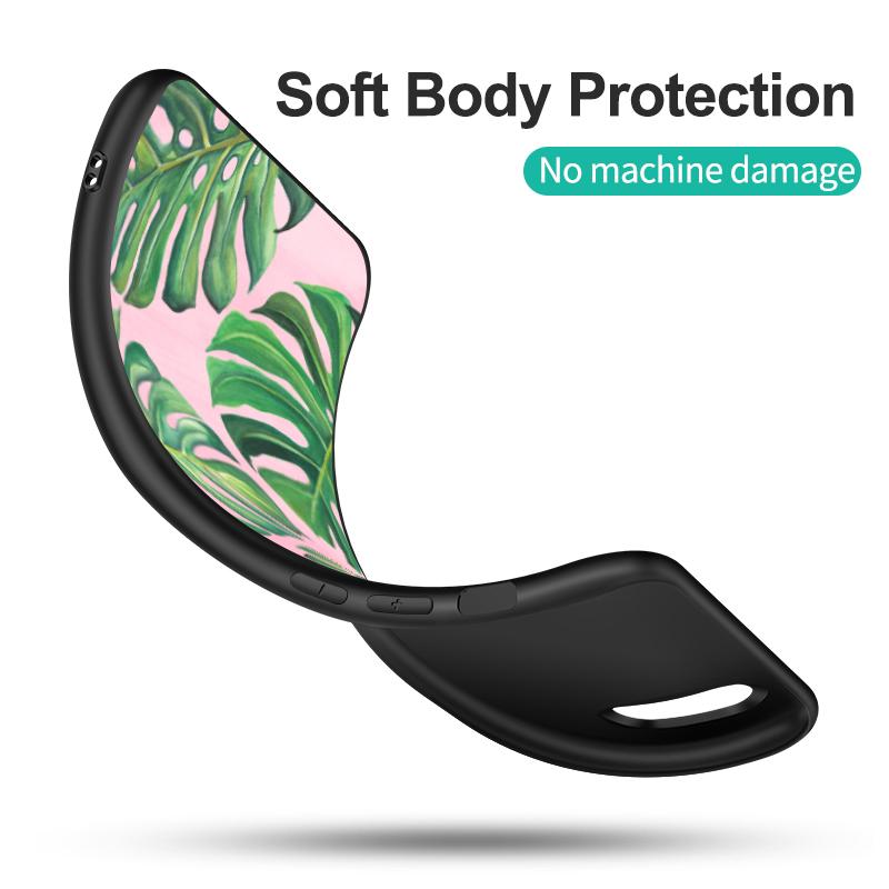Black Tpu Case For Xiaomi Redmi 9T Case Redmi Note 9T Note 10 5G 4G Pro 10S Case Green Monstera Leaves