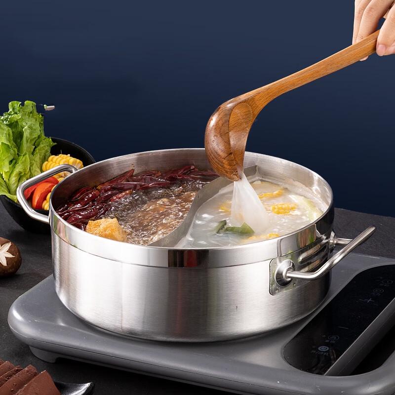 LISM 36cm Divided Stainless Steel Hotpot with Steel Lid