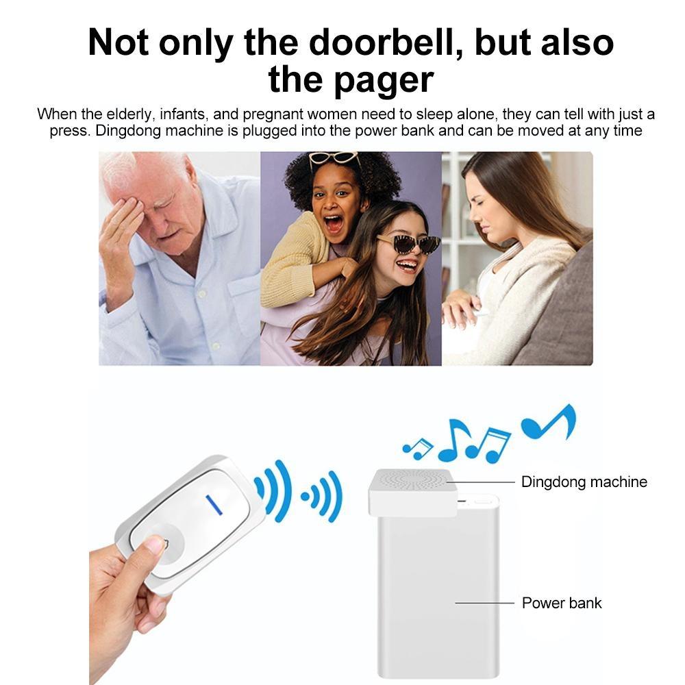 USB Wireless Doorbell Smart Welcome Door Bell 3 Levels Adjustable Volume 38 Melodies Home Emergency Patient Bed Call Doorbell