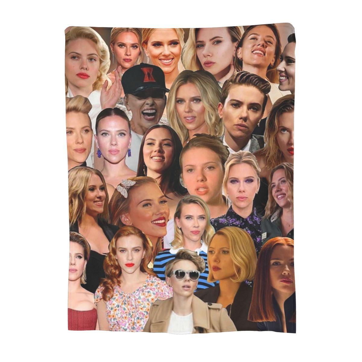 Плед-коллаж из фотографий Скарлетт Йоханссон Фланелевый Супермягкий Плед для дивана Постельное белье для кровати Покрывало для путешествий Покрывало Одеяло 30x40in