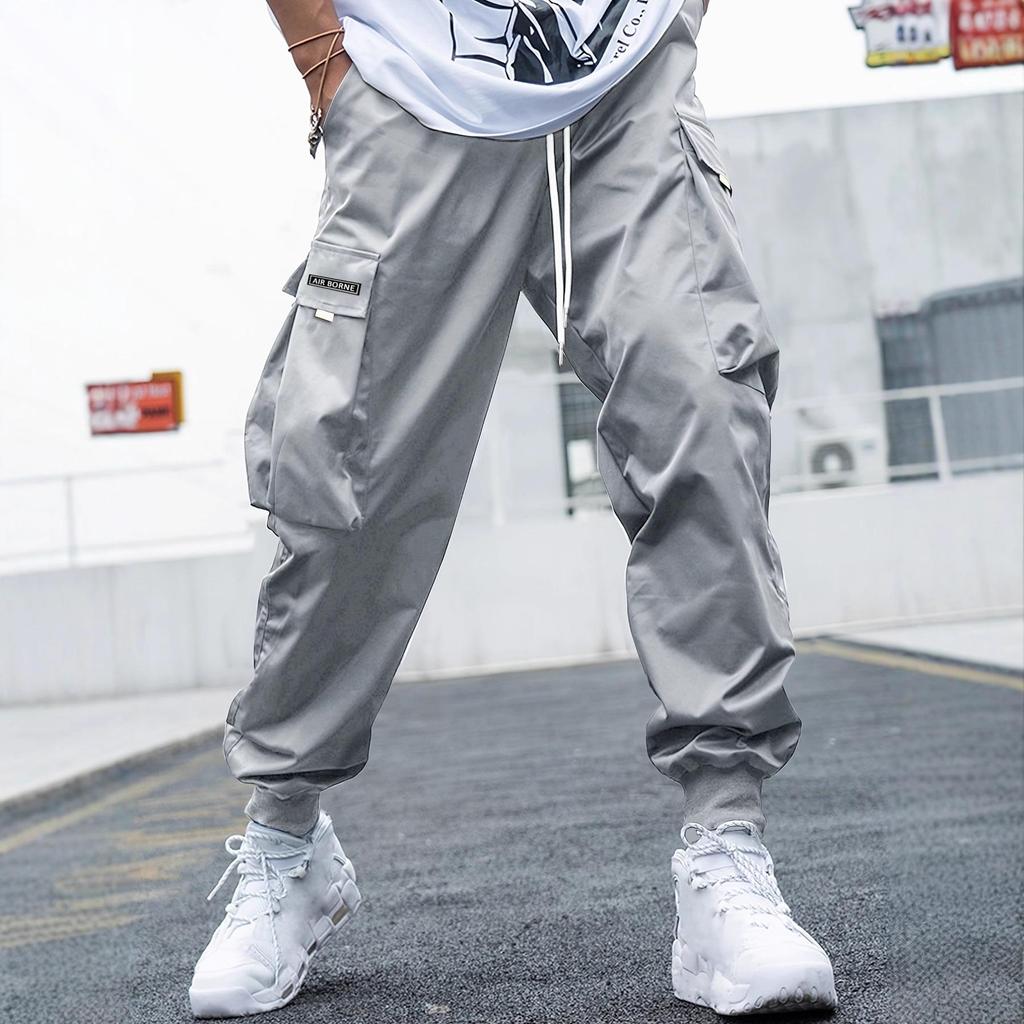 Men's Casual Jogging Cargo Pants Solid Drawstring Sports Pants WIth Pockets Men Trousers Streetwear Hip-Hop Halen Pants
