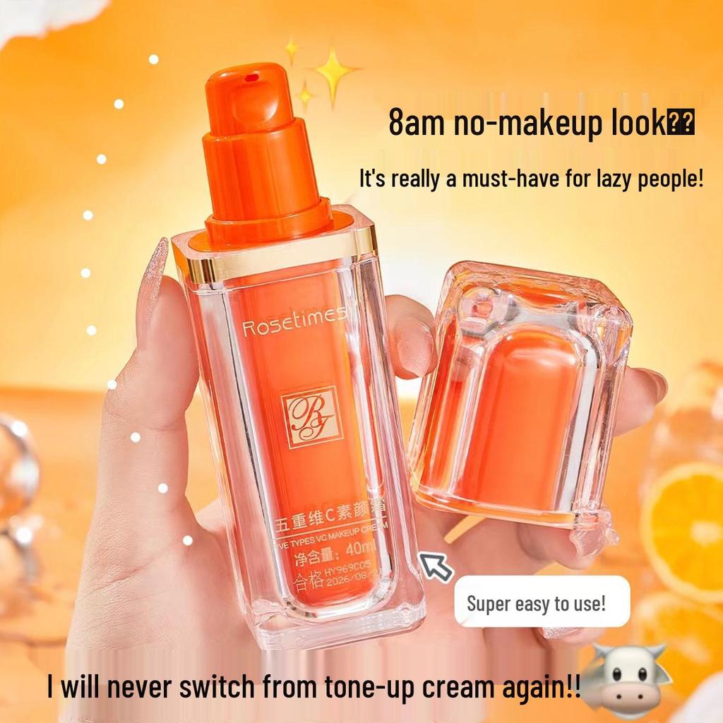 Authentic Fivefold Vitamin C Tone-Up Moisturizing Concealer Cream - Natural, Lightweight, and Brightening Nude Makeup.