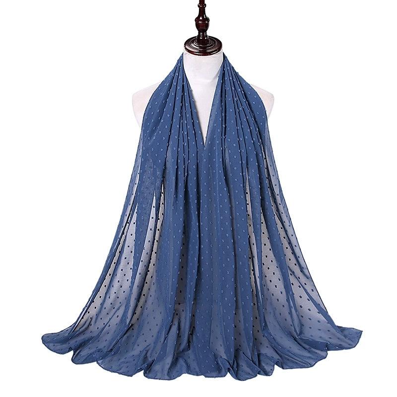 Solid Pearl Chiffon Hijab Scarf Woman Muslim Hijab Shawls Ladyies Ethnic Islamic Turban