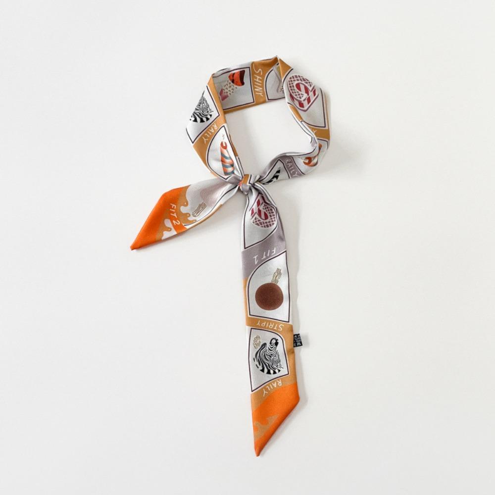 Printed Plaid Scarf Bow Ties Long Ribbon Scarves Elegant Long Silk Scarf  Neckerchief Decoration