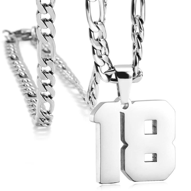 Men's Athlete Stainless Steel Sports Digital Necklace Baseball/Basketball/Soccer Team Inspiration Jewelry Spot