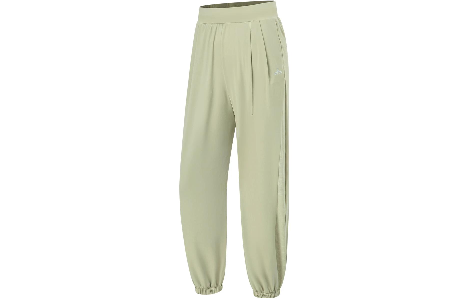 Li Ning Fitness Series Knitted Sweatpants Women s Elm Branch Green Moderate Cuffed Pants AKLT542-8 S
