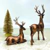 2 Packs Copper Animal Reindeer Figurines Resin Art Deco Decor for Home Sitting & Standing Elk Statues