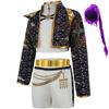 3-teiliges Set Mädchen Koreanischer Stil Pop-Sänger Banduniform Cosplay Outfit Mantel+Weste+Hose Hip Hop Verkleidung Tanzaufführung Kostüm