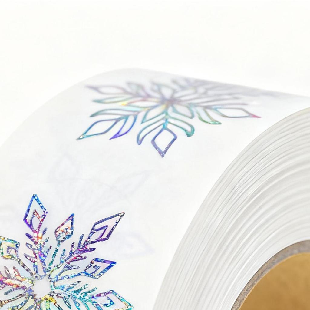 Christmas Snowflake Stickers 500 Pieces Glitter Round Christmas Labels Winter Holiday Party Label Decal For Journal Greeting