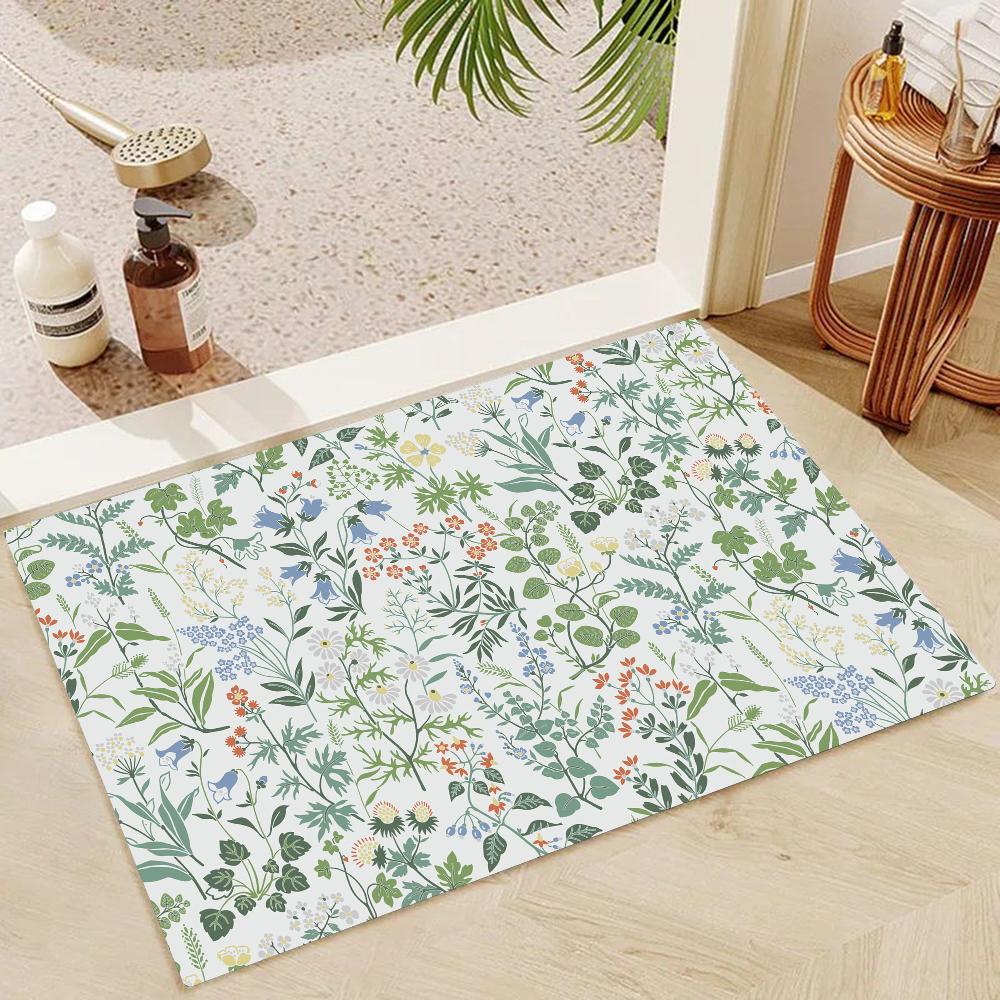 1pc Printed Bathroom Absorbent Mats Anti-Slip Mats Home Decor Supplies Carpets Home Kitchen Floor Mats